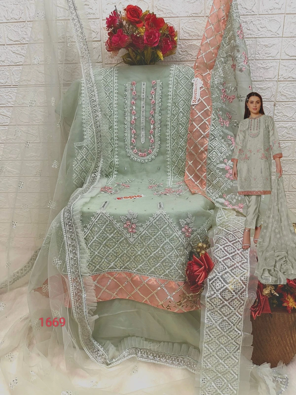 Fepic C 1669 Organza Wholesale Pakistani Salwar Suit Catalog — Wholesale Salwar Suits, MPA wholesale from Surat - Gallery Image 4